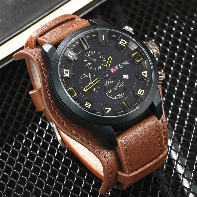 Leather Watch Band Men - Retro Luxury Men Quartz Watch Business