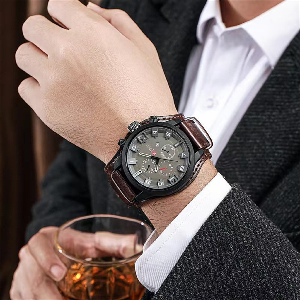 Retro Luxury Men Quartz Watch  – Leather Watch Band Men recenzja i cena