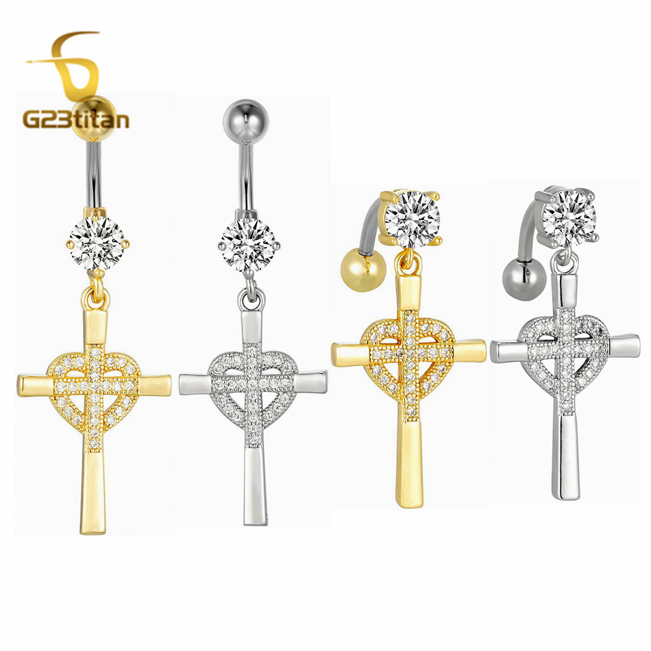 CZ Heart Cross Zircon Dangled  – Curved Spring Bar recenzja i cena