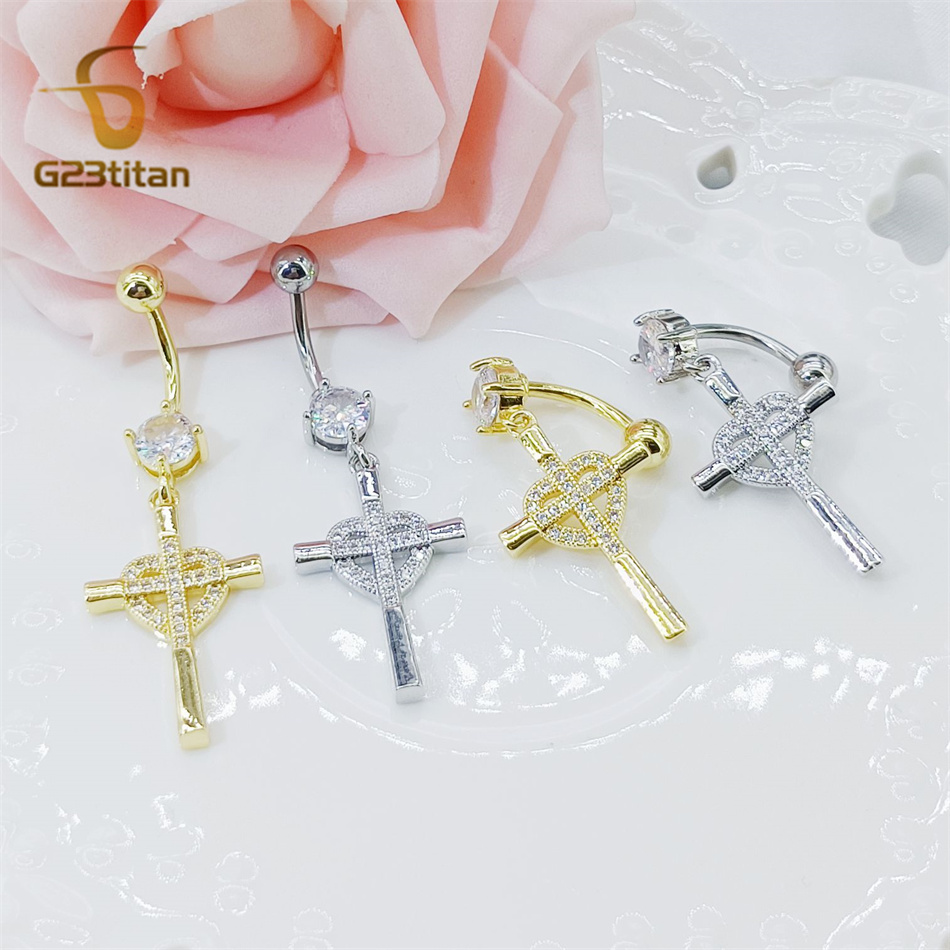 CZ Heart Cross Zircon Dangled  – Curved Spring Bar recenzja i cena