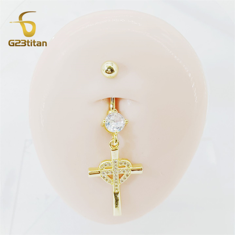 CZ Heart Cross Zircon Dangled  – Curved Spring Bar recenzja i cena