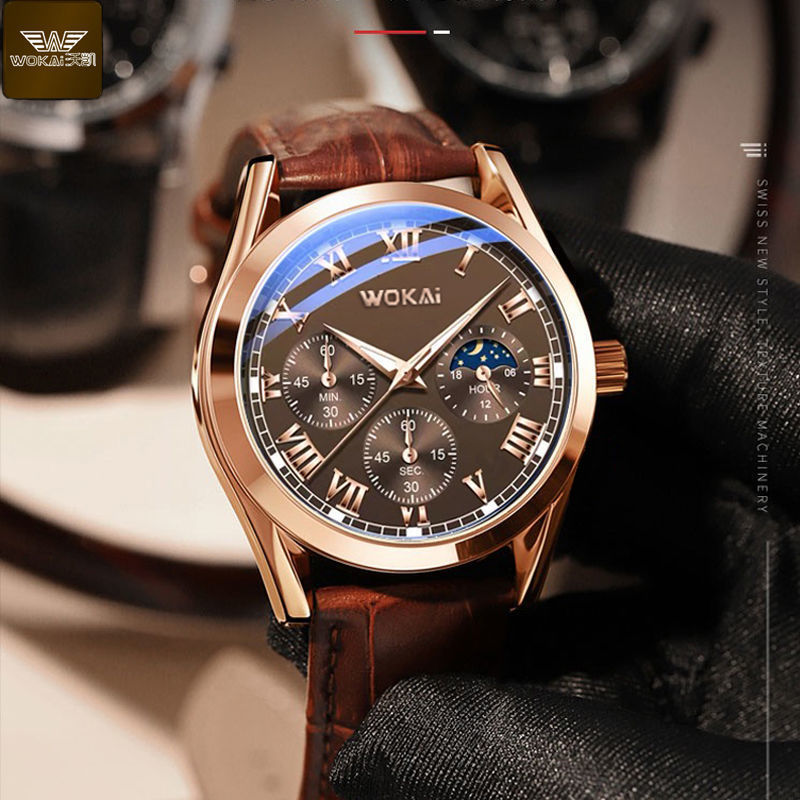 WOKAI Fashion Casual Business  – Leather Watch Band Men recenzja i cena