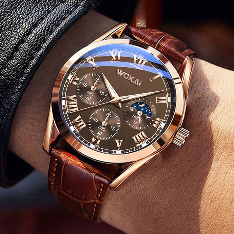 WOKAI Fashion Casual Business  – Leather Watch Band Men recenzja i cena