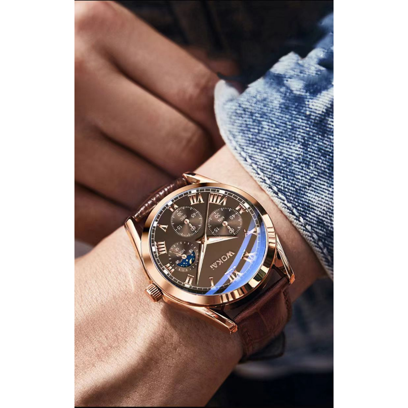 WOKAI Fashion Casual Business  – Leather Watch Band Men recenzja i cena