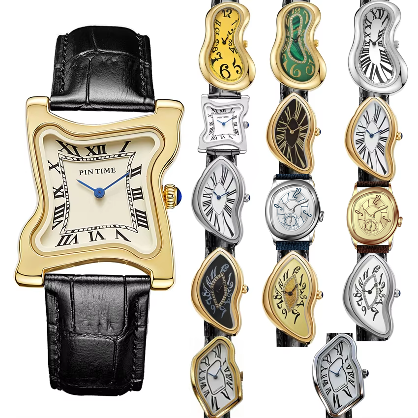 Surrealist Art Melting Clock W – Leather Watch Band Men recenzja i cena