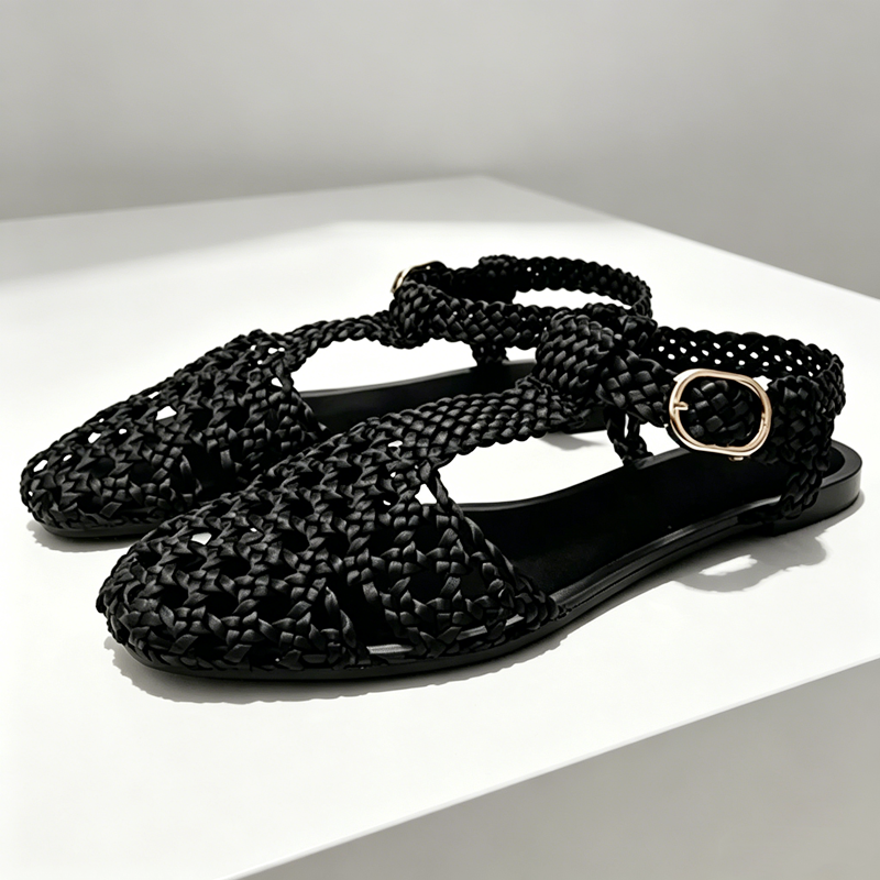 Golden Mesh Woven Flat Sandals – Mesh Strap Metal recenzja i cena