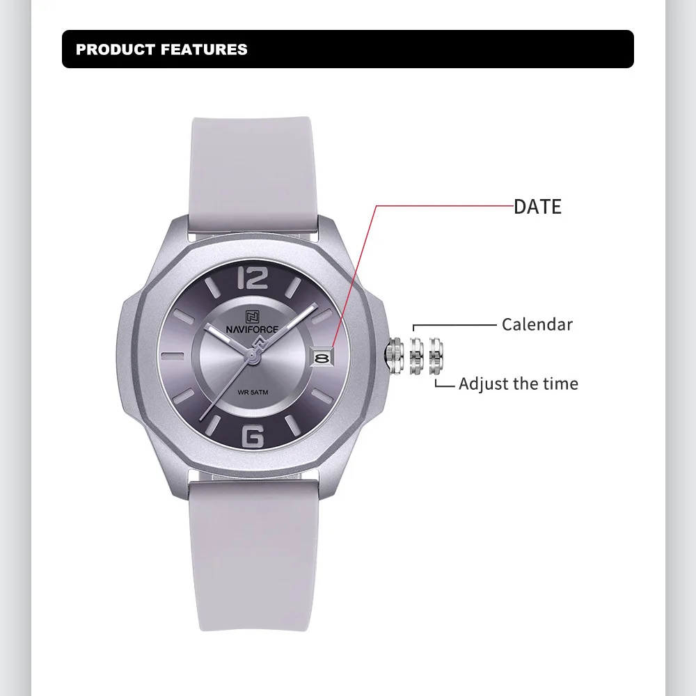 NAVIFORCE 7107 Watch for Women – Silicone Band Women recenzja i cena