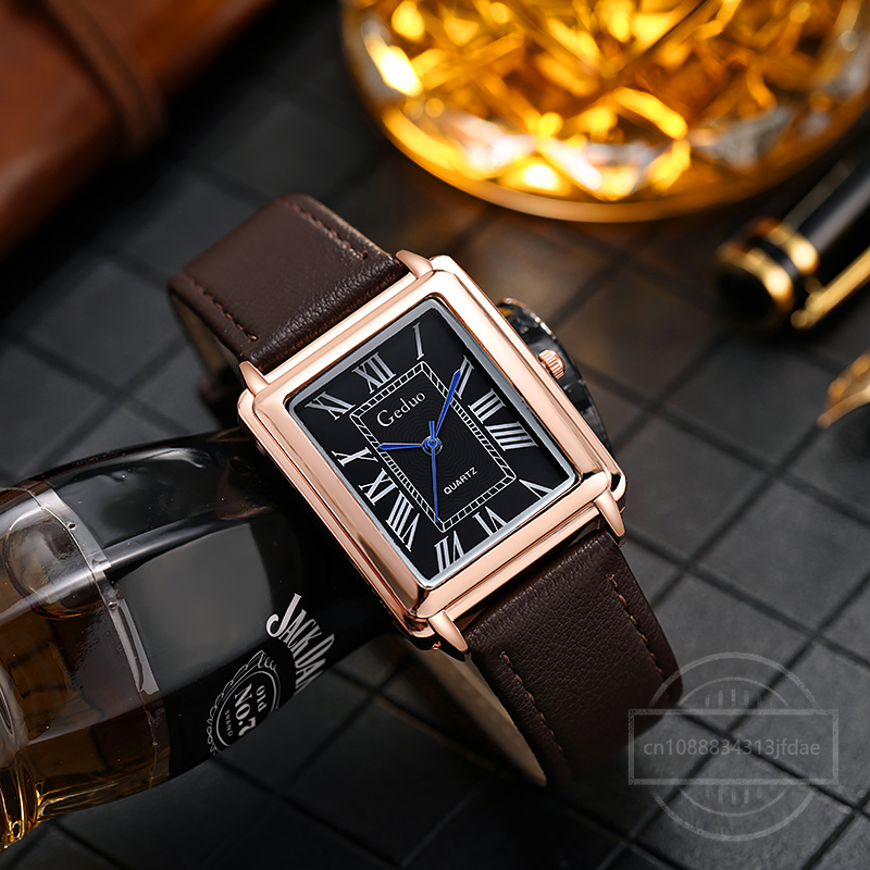 New Fashion Designer Rectangle – Leather Watch Band Men recenzja i cena