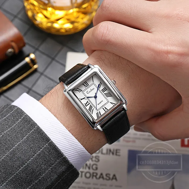New Fashion Designer Rectangle – Leather Watch Band Men recenzja i cena