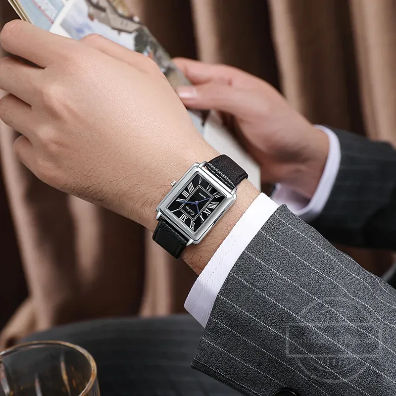 New Fashion Designer Rectangle – Leather Watch Band Men recenzja i cena