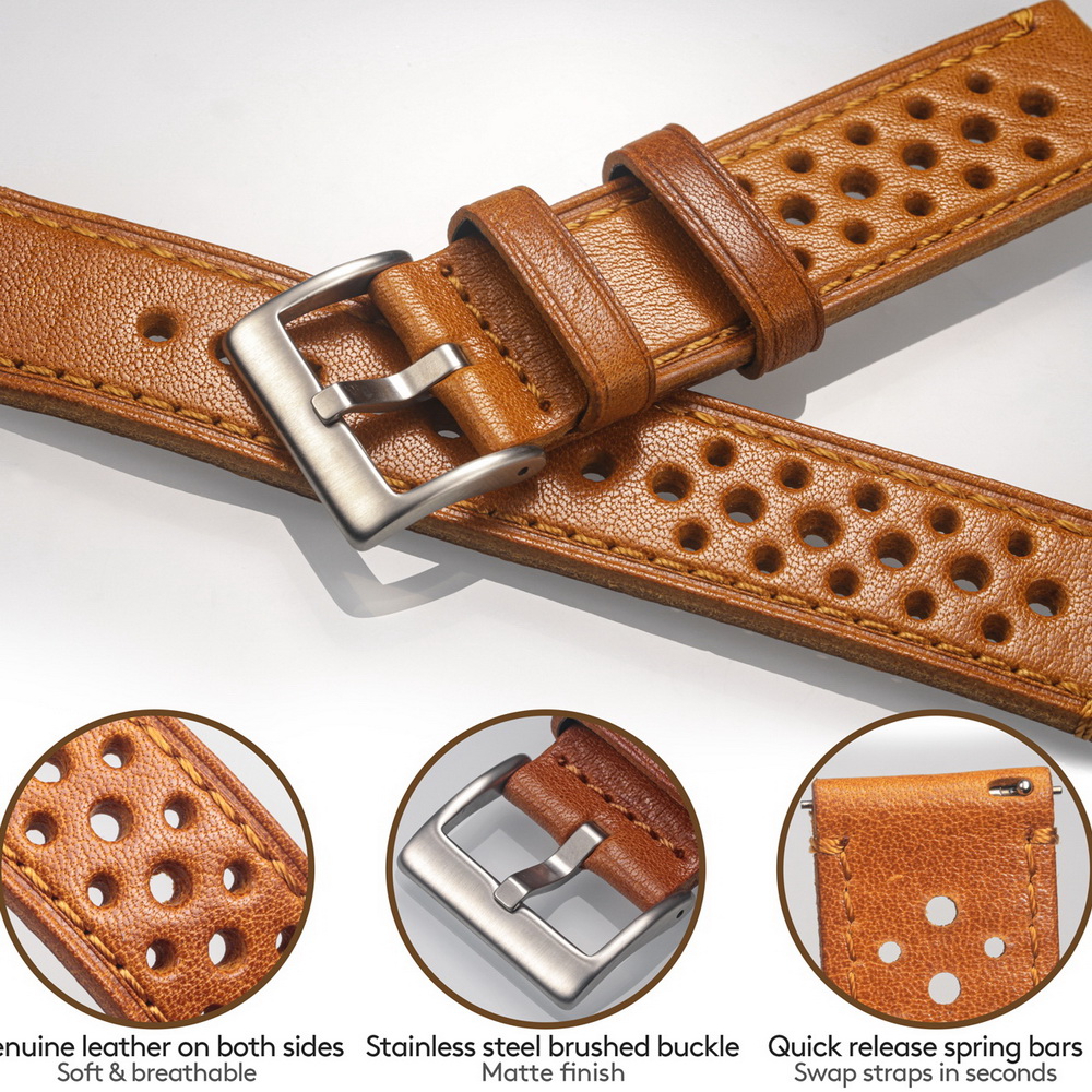 Hemsut Cowhide Watch Band Quic – Leather Strap Quick Release recenzja i cena