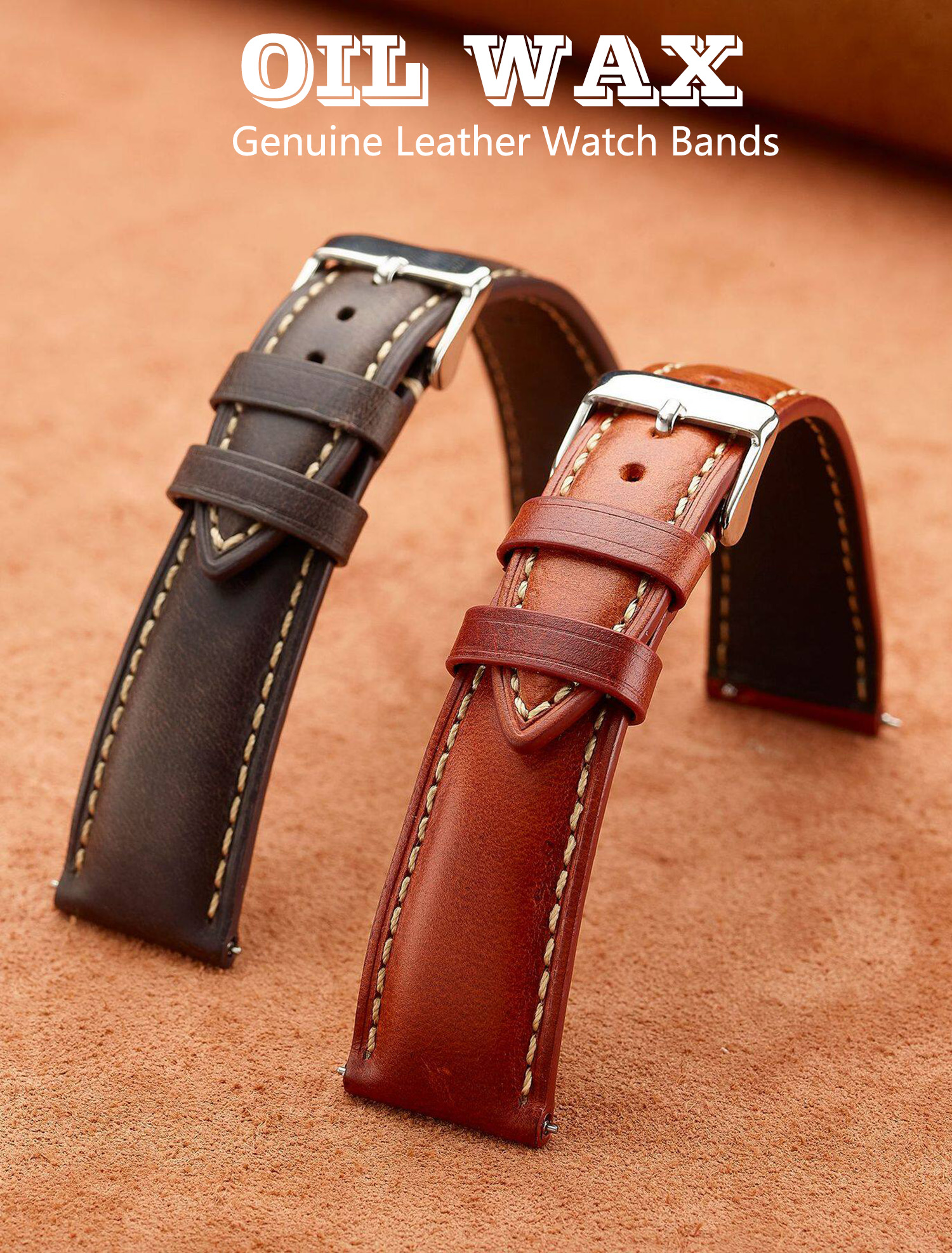 Wax Genuine Leather Men Women  – Leather Strap Quick Release recenzja i cena